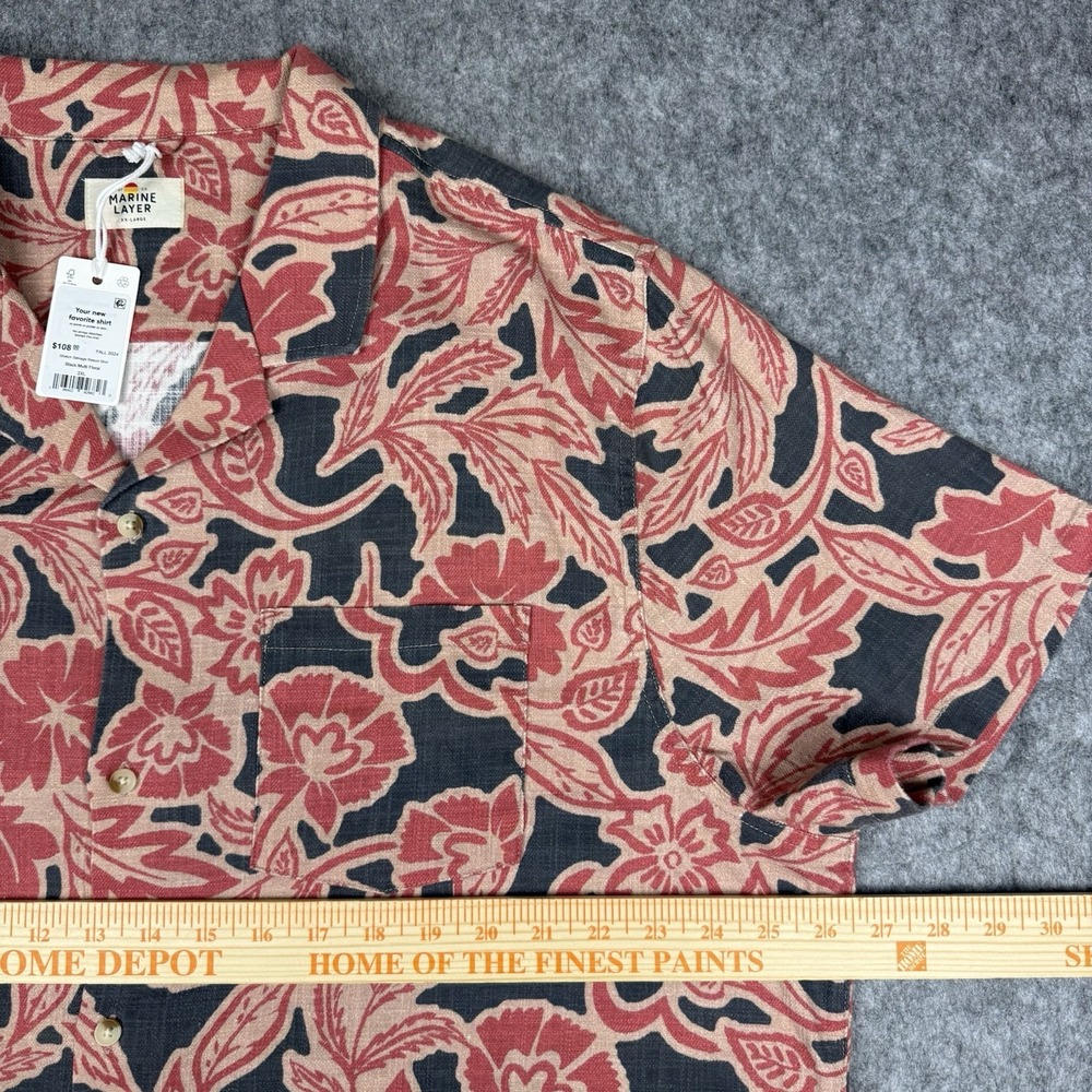 NWT Marine Layer Mens XXL Floral Stretch Selvage Resort Short Sleeve Shirt - Picture 5 of 13